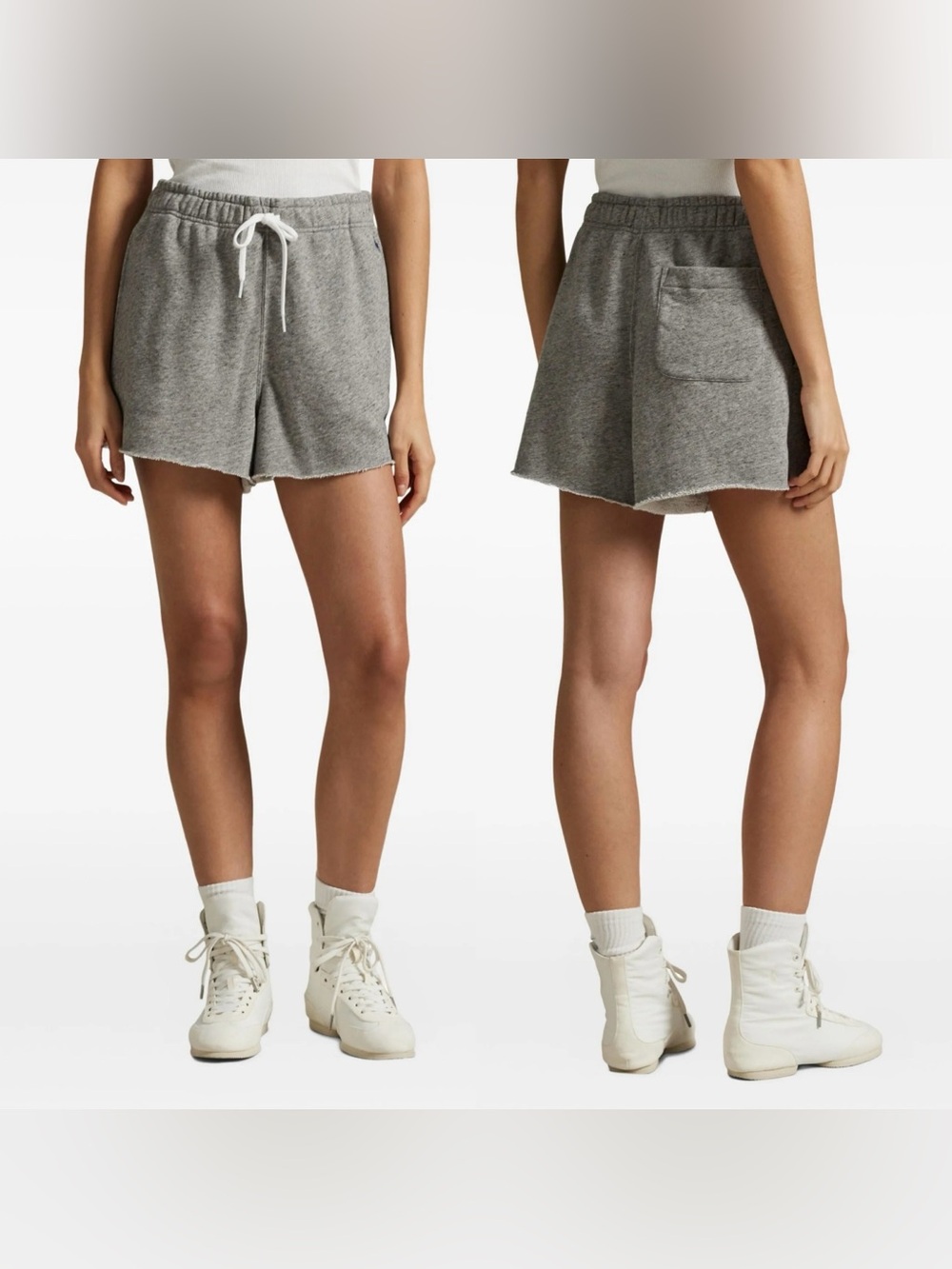 Polo Ralph Lauren Frayed hem track Drawstring shorts in Grey, Size Small